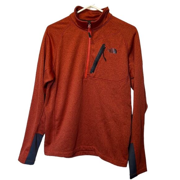 The North Face Heathered Orange 1/3 Zip Pullover With Chest Pocket - Picture 1 of 11